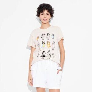 Womens Bluey Grid Short Sleeve Graphic T-Shirt - Tan Size Large & Xlarge